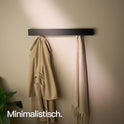 Designfabrik Hamburg Wandgaderobe | Garderobe Mit Verdeckten Wandhaken | Garderobenleiste Aus Metall | Kleiderhaken | Garderobe Modernes Design 80 Cm Matt Schwarz