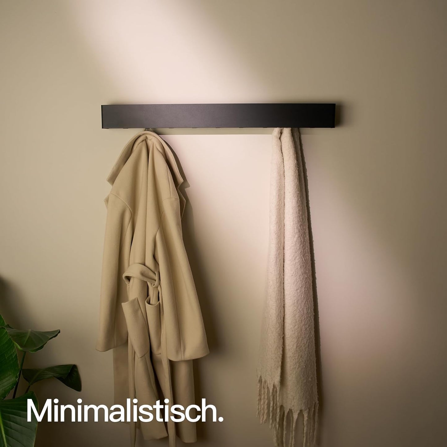 Designfabrik Hamburg Wandgaderobe | Garderobe Mit Verdeckten Wandhaken | Garderobenleiste Aus Metall | Kleiderhaken | Garderobe Modernes Design 80 Cm Matt Schwarz