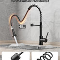 Rainsworth Wasserhahn Küche Schwarz Edelstahl - Zwei Wasserstrahlarten Hochdruck Herausziehbare Küchenarmatur Mit Brause Ausziehbar, Spültischarmatur 360° Drehung Geeignet Für Küchen