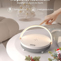 EZVALO LED Nachttischlampe Mit Ladefunktion, 4-In-1 Touch Dimmbar Nachtlicht, Bluetooth Lautsprecher, Kabelloser Ladefunktion, Telefonhalterung, Tischleuchte Für Frauen, Weihnachten, Geburtstag