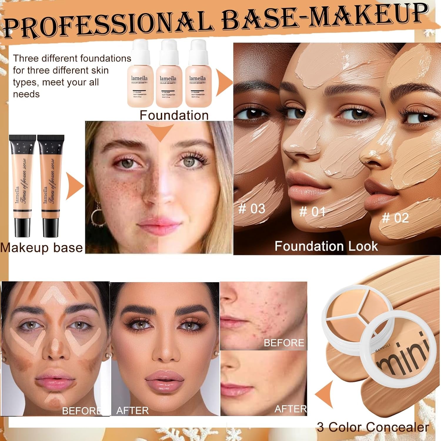 Full Make-Up Set Für Frauen - 48-Teiliges Kit Mit 52 Color Lidschattenpalette, Eyebrow Pen, Lippenstift Für Den Perfekten Face Look - Unterwegs