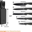 Masterchef Messerblock Mit Messer, Messerset Mit Block, Scharfe Messer Set Mit Küchenmesser, Kochmesser, Brotmesser, Schälmesser & Allzweckmesser, Edelstahlklingen, Softgriff, 6-Teilig, Schwarz