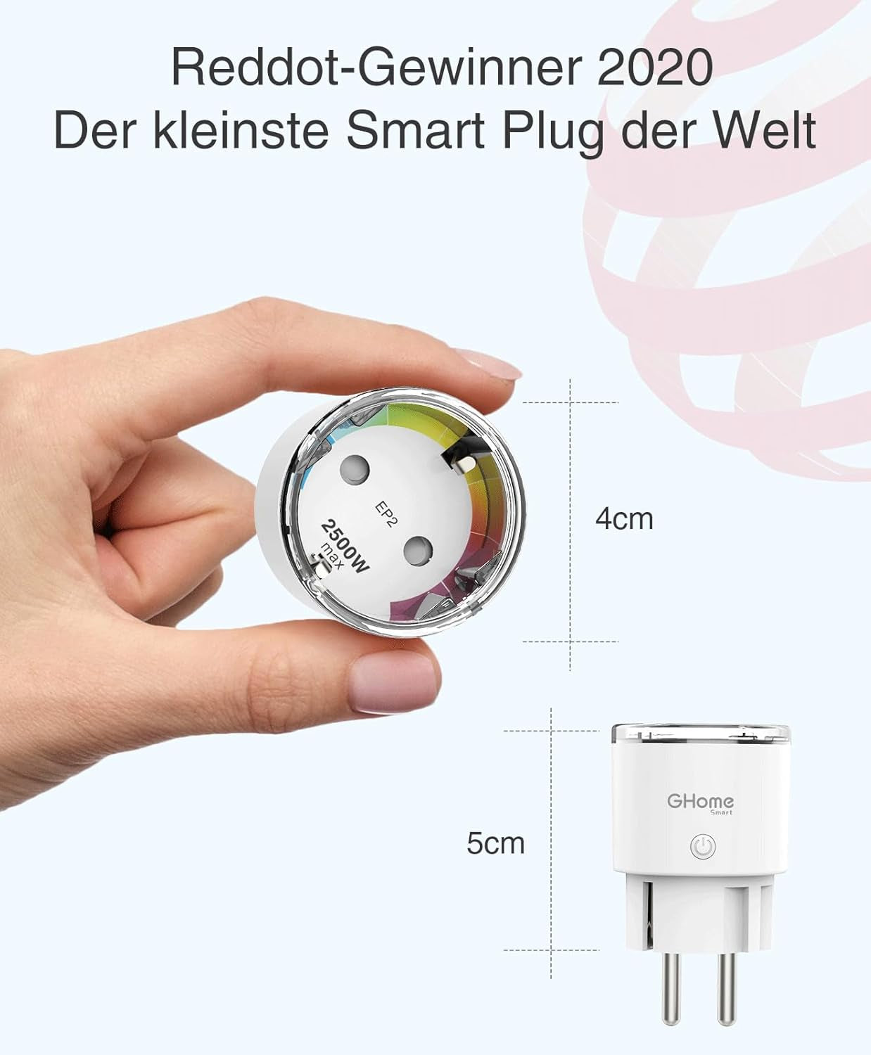 Ghome Smart Steckdose Mit Strommessung, Mini Wlan Steckdose Kompatibel Mit Alexa/Google Home, App Fernbedienung, Sprachsteuerung,Zeitplan, 10A,Nur 2,4Ghz, 4Pcs[2024]Unterstützt Kein Tasmota-Flashen