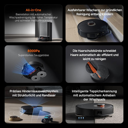 Xiaomi Robot Vacuum X20 Max – 8000 Pa Saugleistung, Duales Moppsystem Mit Heißwasserreinigung Und Trocknung, 75 Tage Staubkapazität, 4 Reinigungsmodi Und 5200Mah Akku Für Smarte, Gründliche Reinigung