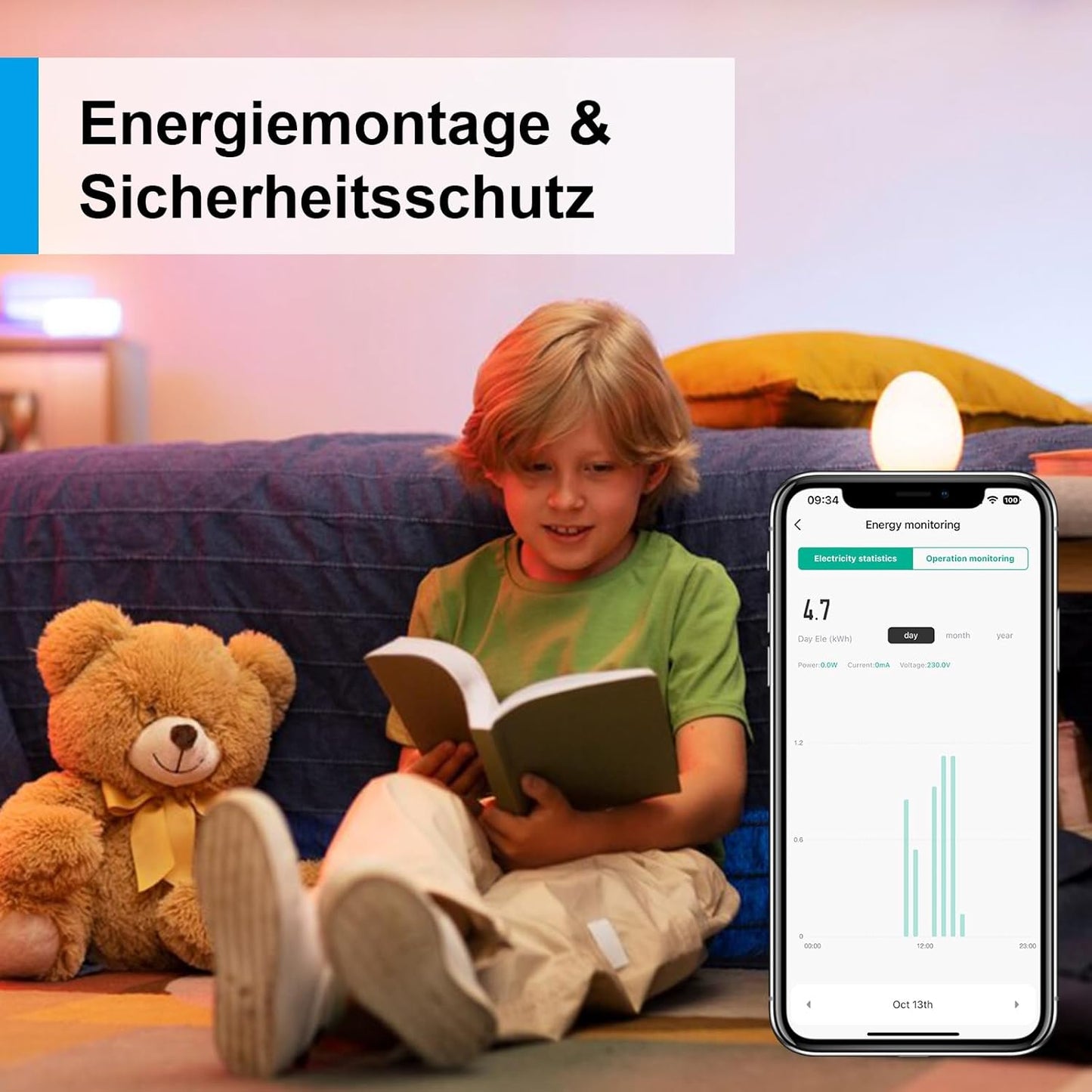 ANTELA WLAN Smart Steckdose Mit Strommessung 16A, Smart Home Steckdose Kompatibel Mit Alexa/Google Home, Stromverbrauch Messen, Sprachsteuerung, APP Fernsteuerung, 2,4Ghz, 4 Pcs