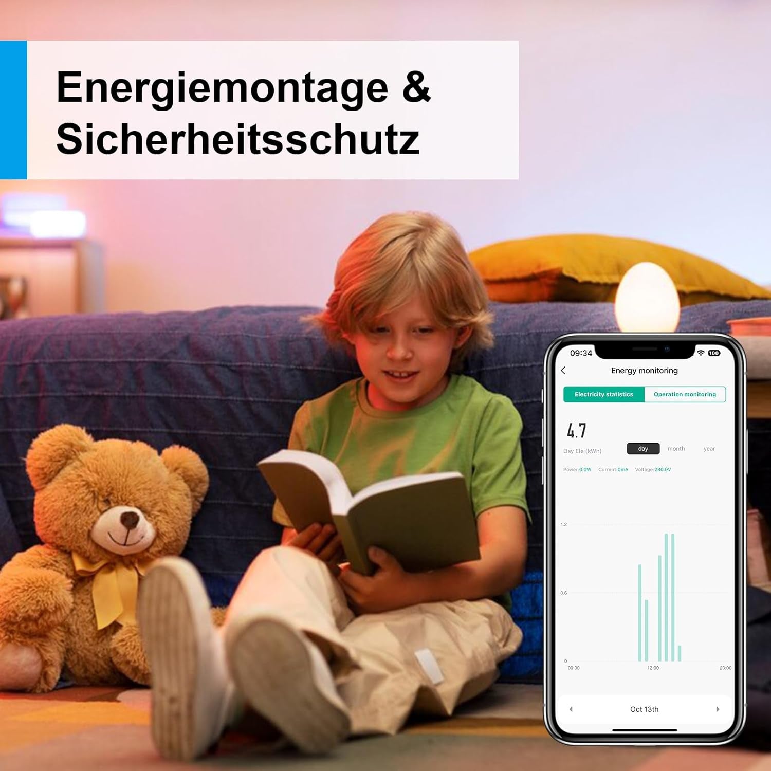 ANTELA WLAN Smart Steckdose Mit Strommessung 16A, Smart Home Steckdose Kompatibel Mit Alexa/Google Home, Stromverbrauch Messen, Sprachsteuerung, APP Fernsteuerung, 2,4Ghz, 4 Pcs