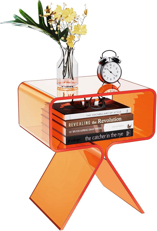 Acryl Nachttisch Beistelltisch, Modernes Design Clear Home Decor Display Endtisch (Orange)
