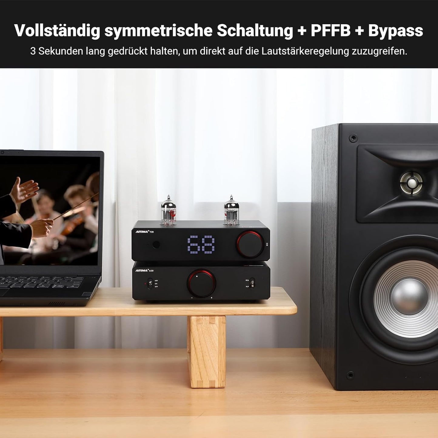 AIYIMA A20 Symmetrischer Stereoverstärker Mit Hpf-Einstellung Home Hifi 2.0/2.1 TPA3255 Desktop-Verstärker Der Klasse D PFFB Mit Cinch-/Xlr-Eingang Und 12-V-Trigger-Eingang Für Passive Lautsprecher