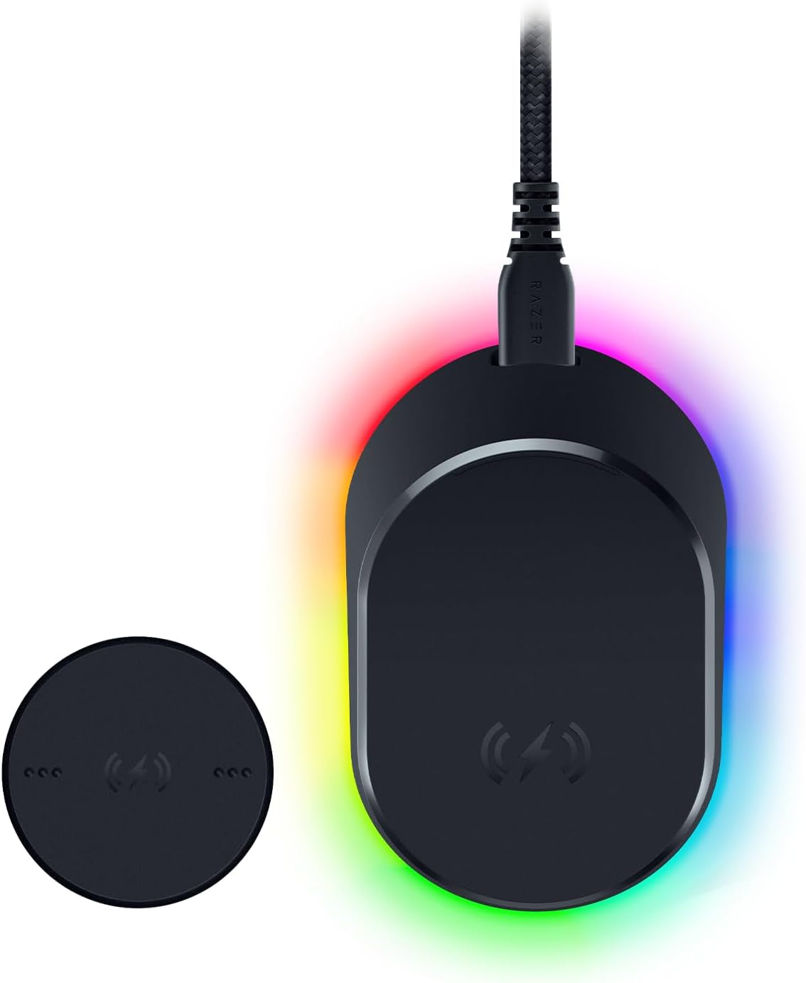Razer Mouse Dock Pro & Charging Puck - Magnetische Drahtlose Ladestation & Akku (Hyperspeed 4K Hz, 8 RGB Chroma Beleuchtung & Modul Für Kompatible Razer Mäuse) Schwarz