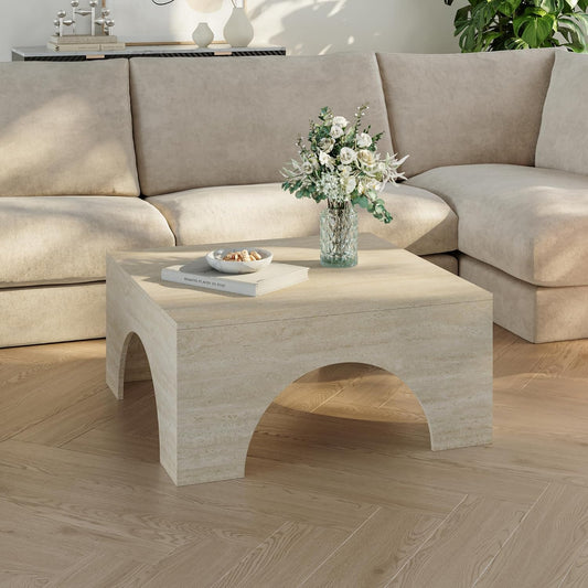 [En.Casa] Couchtisch Vivatka Wohnzimmertisch Beistelltisch 80 X 80 X 37 Cm Sofatisch Quadratisch Kaffeetisch Travertin