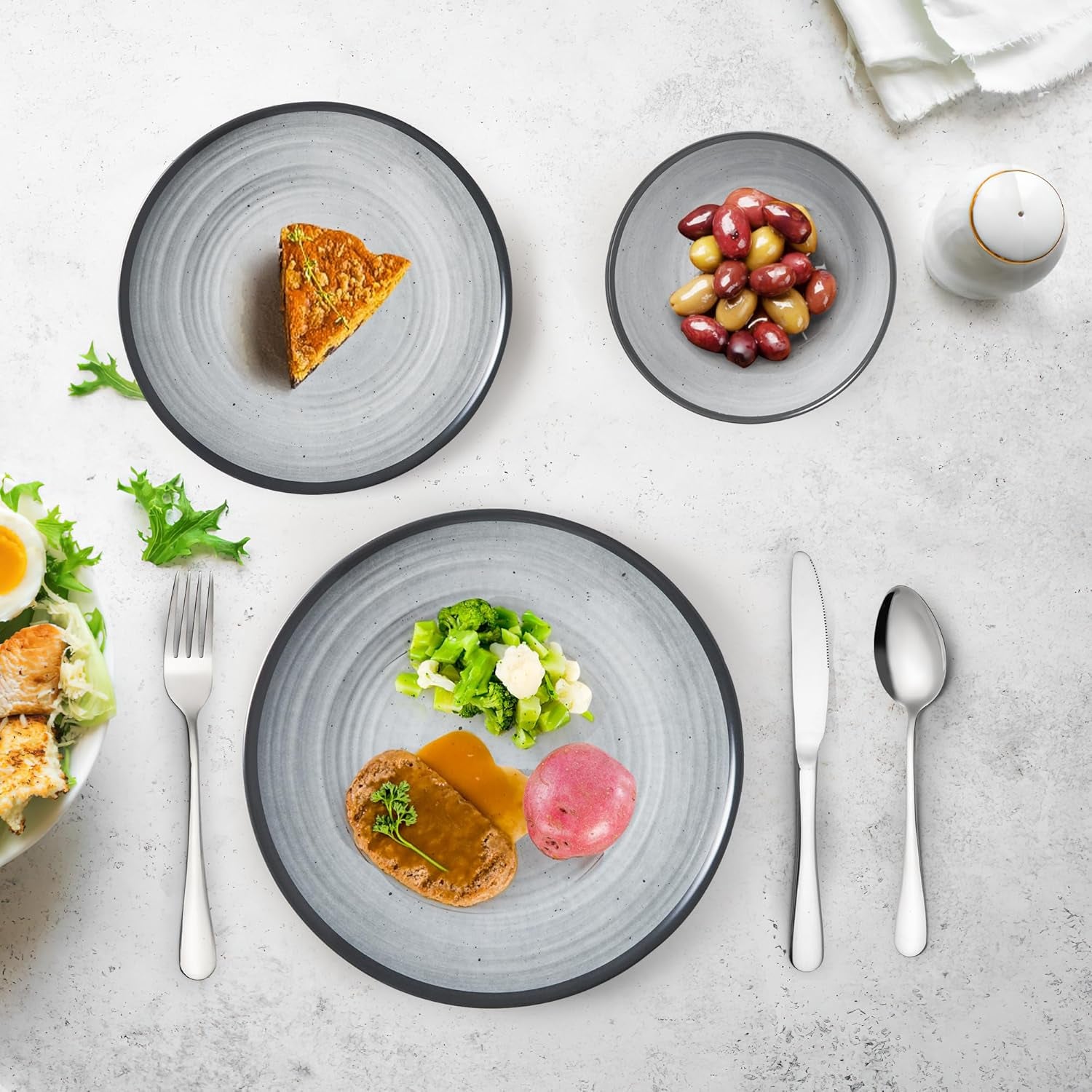 24PCS Melamin Geschirrset Für 4 Personen, Campinggeschirr Teller Set - Tafelservice Für Outdoor & Indoor