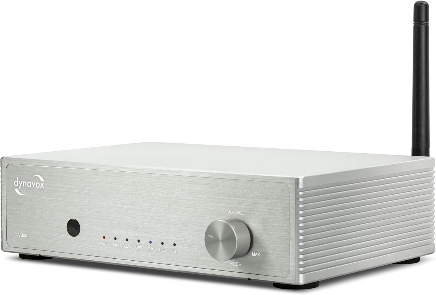Dynavox DA-300 Hifi Verstärker, Kompakter Class-D Stereo-Digitalverstärker Mit HDMI ARC, BT 5.0, USB, Optisch & Koaxial, Edles Aluminiumgehäuse, Ideal Für Tv-Sound & Musikstreaming, Silber