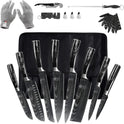 FULLHI Messer Set, 14Pcs Japanisches Messer Set, Mehrfarbige Deutsche Edelstahl Küchenmesser Set