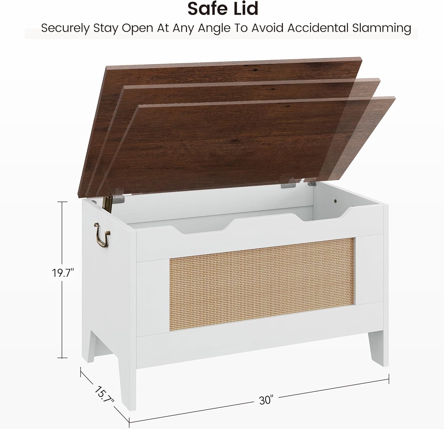 76Cm Sitztruhe Aufbewahrungsbank Aus Holz, Sitzbank Mit Stauraum Mit 2 Sicherheitsscharnieren, Multifunktionale Schuhbank Für Flur, Wohnzimmer, Schlafzimmer