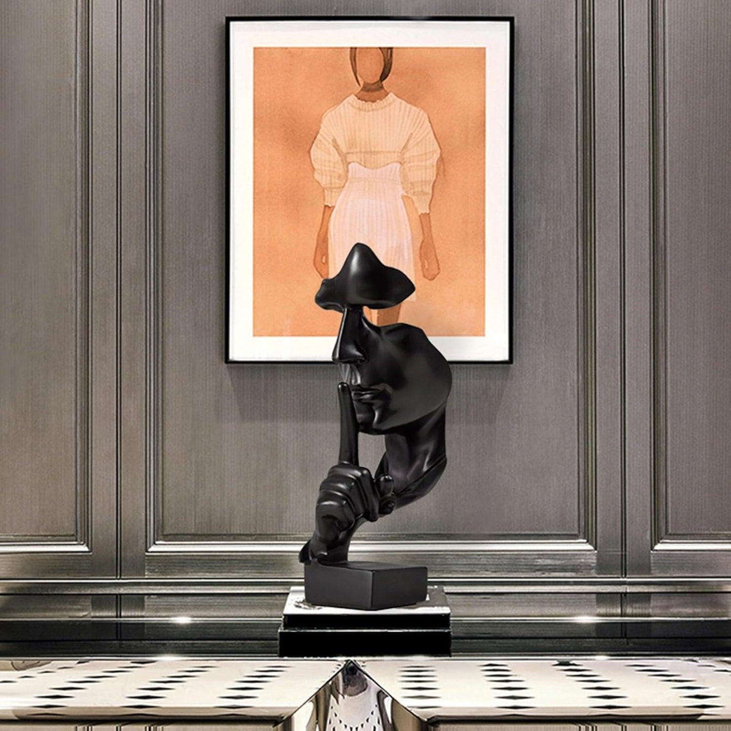 Skulptur Deko，Moderne Minimalistische Abstrakte Skulptur Handwerk Dekoration Wohnzimmer Weinschrank Schlafzimmer Zimmer Dekorationen Büro Dekoration (Schwarz)