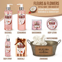 BRUBAKER Cosmetics Bade- Und Dusch Set Kokosnuss & Erdbeer Duft - 10-Teiliges Geschenkset in Vintage Wanne