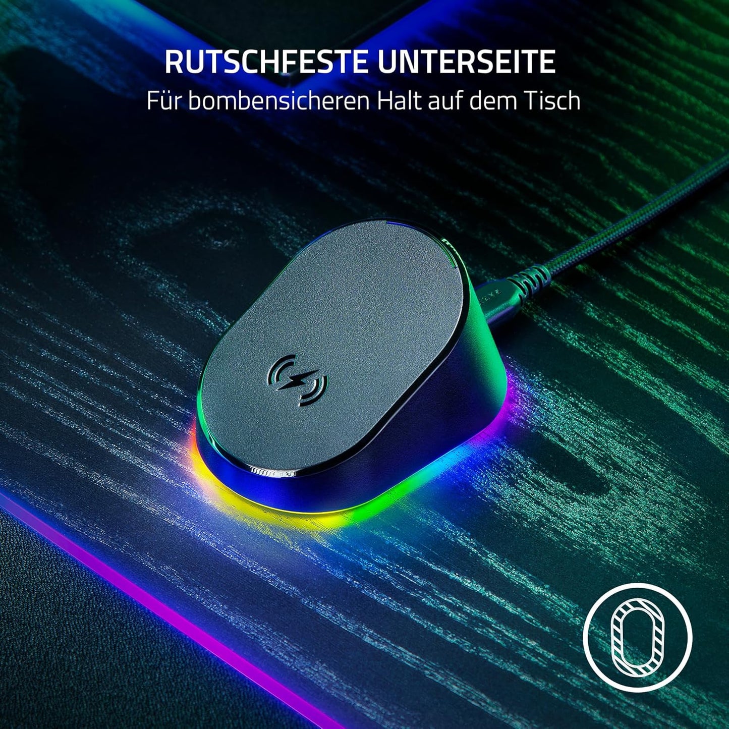 Razer Mouse Dock Pro & Charging Puck - Magnetische Drahtlose Ladestation & Akku (Hyperspeed 4K Hz, 8 RGB Chroma Beleuchtung & Modul Für Kompatible Razer Mäuse) Schwarz