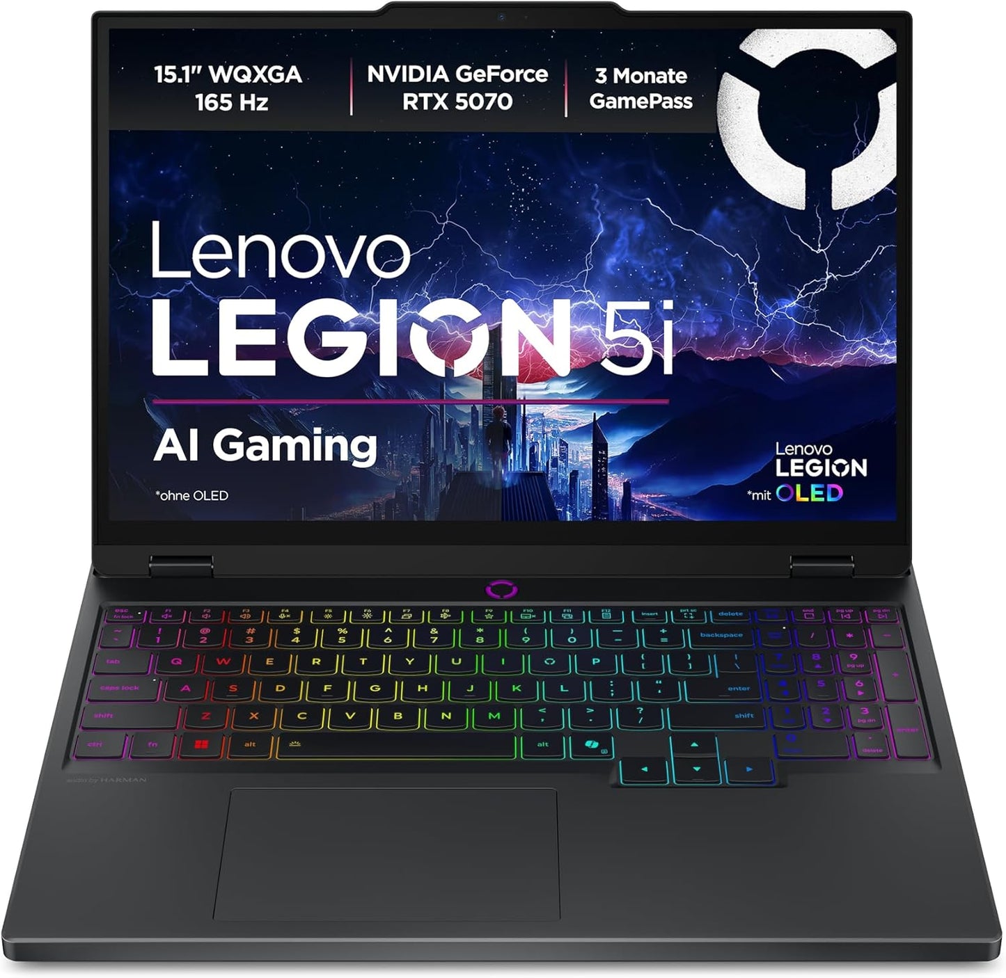 Lenovo Legion 5I Gaming AI Laptop | 15.1" WQXGA 165Hz OLED Display | NVIDIA Geforce RTX 5070 | Intel Core I7-13650Hx | 32GB RAM | 1TB SSD | Win11 | QWERTZ | Eclipse Black | 3 Monate Gamepass
