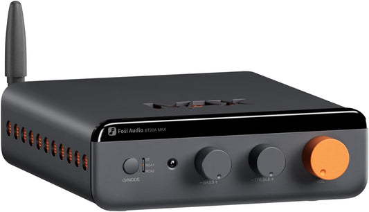 Fosi Audio BT20A MAX Verstärker Hifi Stereo, 300 Wx2 Hifi-Verstärker Mit Pffb-Technologie, LDAC Bluetooth 6.0, Zwei Unabhängige Netzteile, Fernbedienung, Ideal Für 2.1-Systeme Und Heim-Audioanlagen