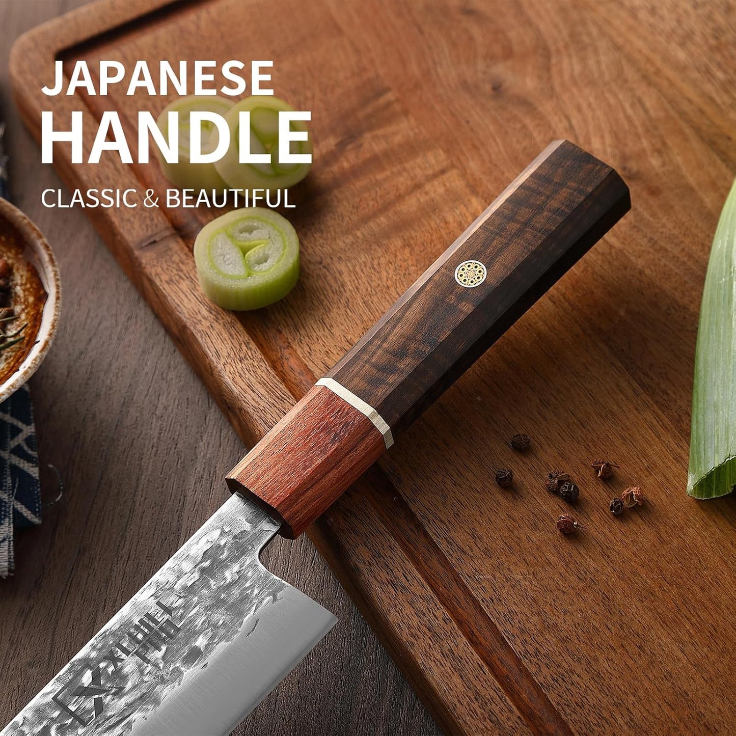 Japan Messer-Set, Hochkohlenstoffstahl Japan Nakiri Santoku Messer, Handgeschmiedetes Fleisch-Hackmesser Mit Zubehör Für Die Küche, Camping Und BBQ, Messer-Set Mit Tragetasche