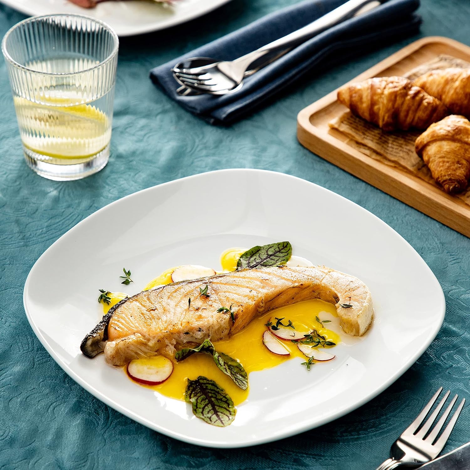 MALACASA, Serie Elisa, 6 TLG. Porzellan Tellerset Speiseteller Flache Teller Essteller Set Flachteller 24,8Cm Für 6 Personen