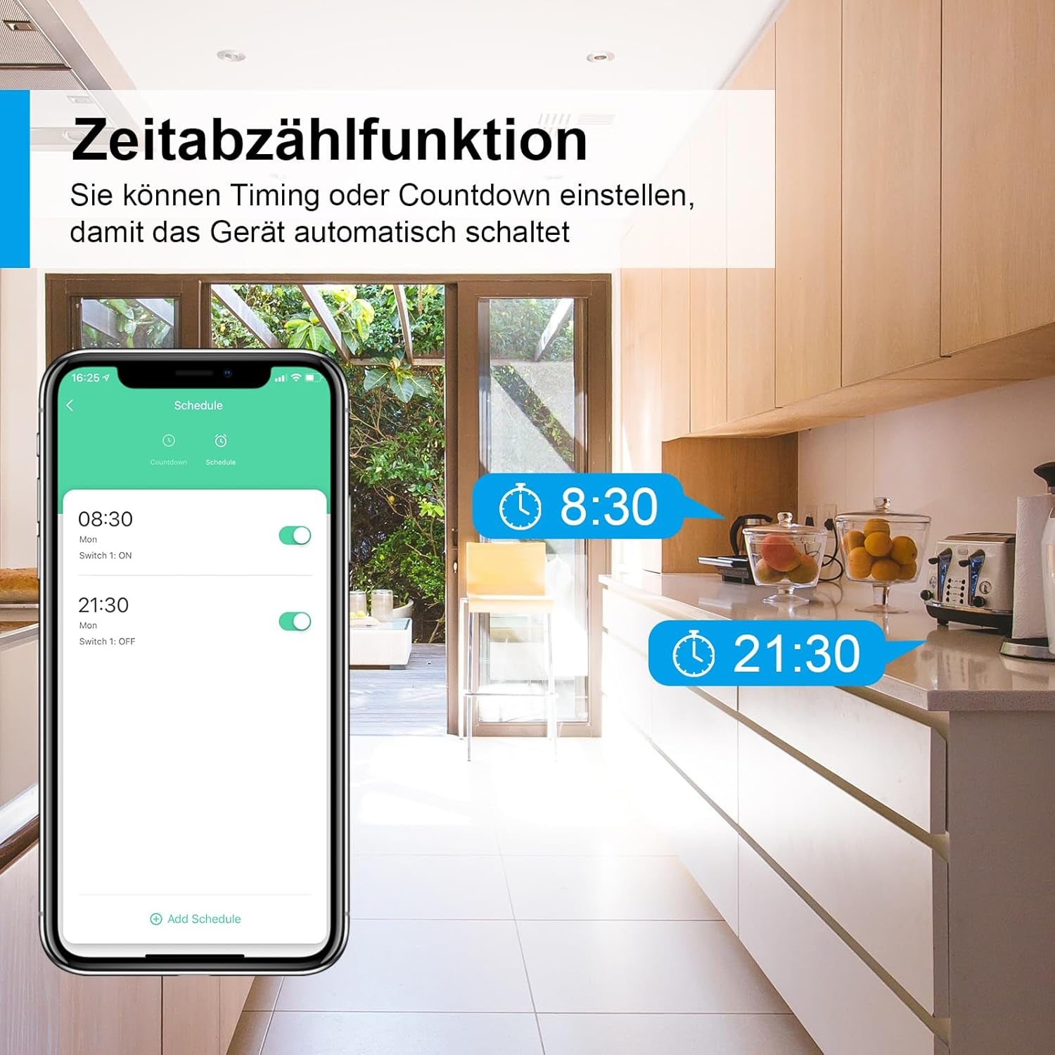 ANTELA WLAN Smart Steckdose Mit Strommessung 16A, Smart Home Steckdose Kompatibel Mit Alexa/Google Home, Stromverbrauch Messen, Sprachsteuerung, APP Fernsteuerung, 2,4Ghz, 4 Pcs