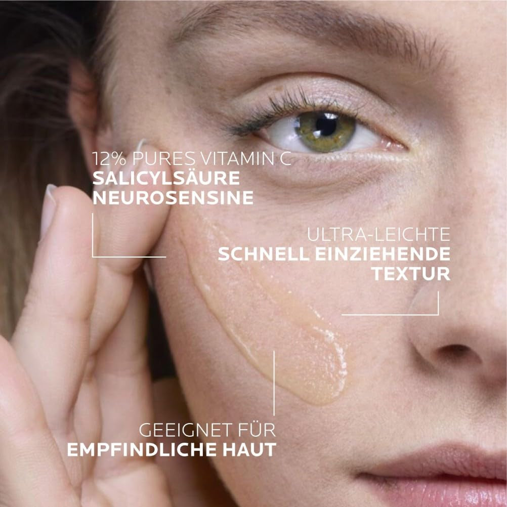 La Roche Posay Pure Vitamin C12 Serum, Anti-Aging-Pflege Mit 12 % Vitamin C, Regenerierende Anti-Falten-Gesichtspflege, Straffend, Aufhellend Und Antioxidativ, Gegen Pigmentflecken, 30 Ml
