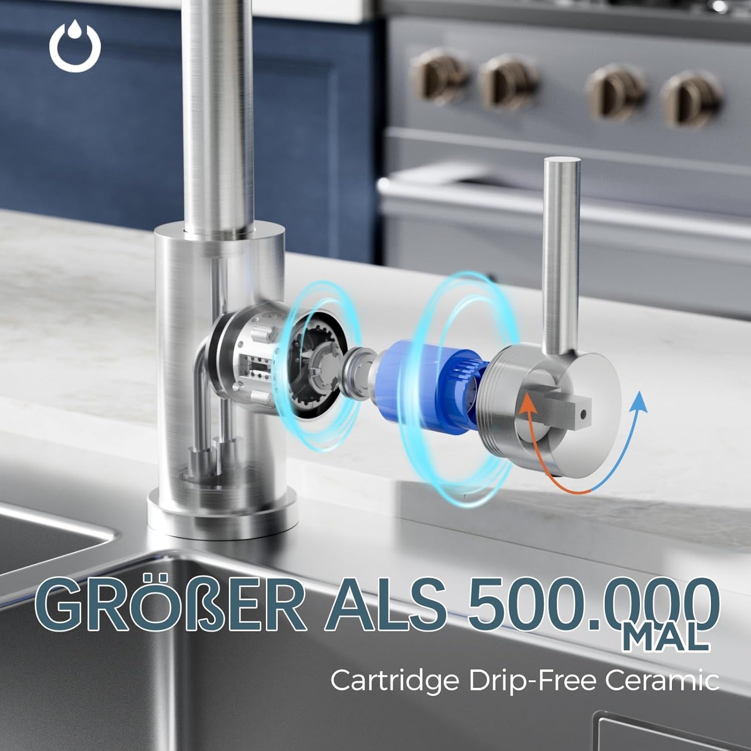 FORIOUS Wasserhahn Küche, Küchenarmatur Mit 360°Drehbar, L Förmige Mischbatterie Küche Spülenarmatur Mit Einhebel Für 1 Loch, Geeignet Für Den Einsatz in Familienküchen, Wohnmobilen, Edelstahl