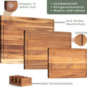 WALDWERK Schneidebrett 3Er Set (40X30 / 33X24 / 26X18Cm) Aus Massiver Akazie - Schneidebretter Mit Brettständer - 2Cm Dicke Holzbretter Mit Saftrille - Design Schneidebrett Set