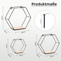 3Er Hexagon Wandregal Set, Schwarze Metall Schweberegale Mit Holzablage, Modernes Wabenregal Für Wohnzimmer, Schlafzimmer, Küche & Büro, Stabiles Stahlrahmen Regal Mit Schrauben & Montagezubehör