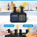 Küchenhandseifen- Und Spülseifenspender-Set, Doppelseifenspender Mit Schwammablage Und Bürstenhalter, 4-In-1-Organizer Für Küchenspüle, Arbeitsplatte, Nützliche Küchenhelfer, Schwarz