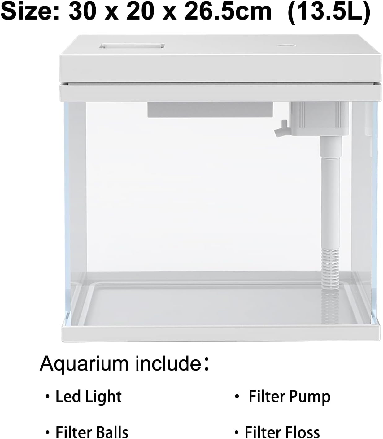 13.5L Nano Fischtank Aquarium Mit Led-Leuchten & Filtersystem, Filtermedien, Tropischeaquarien (13.5L)