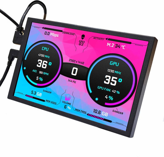 VSDISPLAY 8 Zoll 1280 X 800 IPS LCD Monitor, Universal 120 Mm Lüfterhalterung, PC Gehäuse Display, Für DIY CPU GPU Temperatur Computerbildschirm