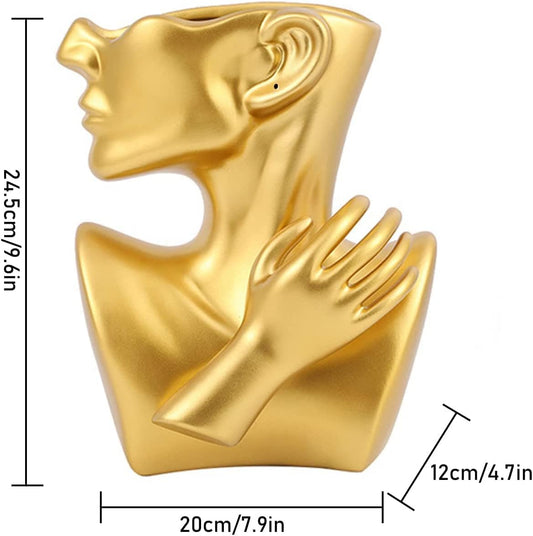 Kreativität Gesicht Vasen Deko,  Moderne Vase Gesicht Statue Keramik Blumentopf Kopf Kunstverzierung Haus Dekoration Blumenvasen Für Pampasgras Wohnzimmer Schlafzimmer