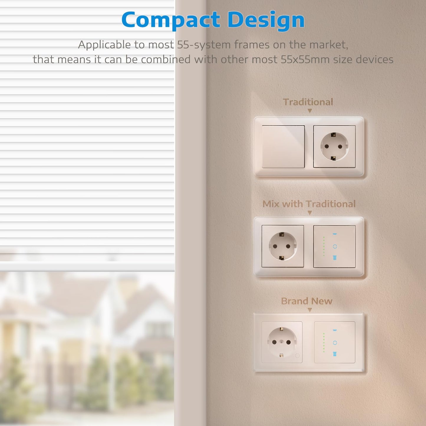 WLAN Rollladenschalter, [6 Gen] Jalousien Schalter Mit Steuerbarer LED, Smart Rolladen Zeitschaltuhr Benötigt Nullleiter, Rolladensteuerung Kompatibel Mit Echo Alexa/Google, 4 Stücke