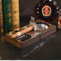 Multifunctional Cigar Ashtray Foldable Walnut Wood Box Include Cigar Cutter Holder And Hole Opener Smoking Accessories