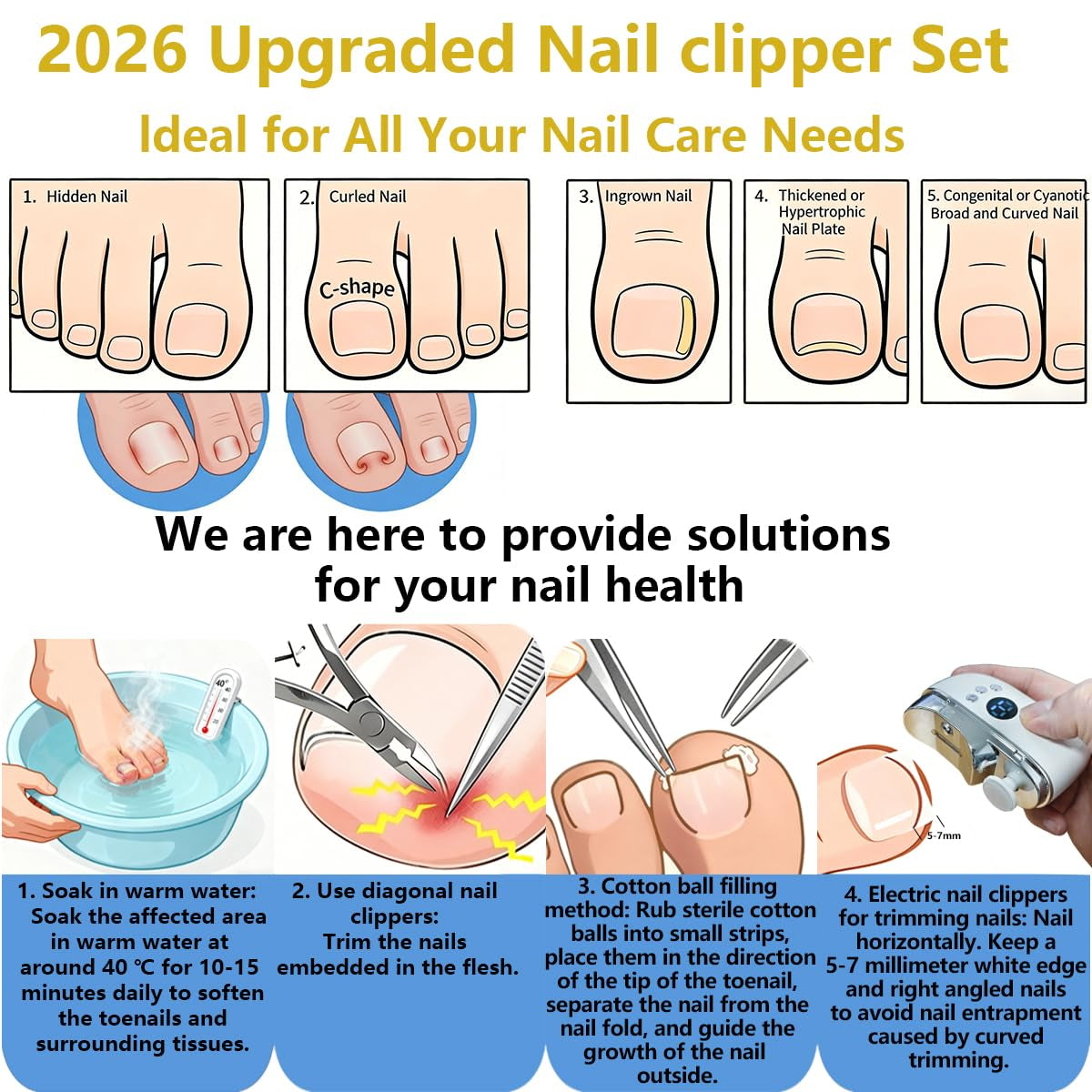 Elektrischer Nagelschleifer +Adlerknipser Set - 3-In-1 Mit Integriertem Purpurlicht, 3 Geschw, Leise - Inkl. Staubauffang, Alloy-Scheiben, Für Maniküre/Pediküre、Dicke、Spröde Nägel & Die Ganze Familie