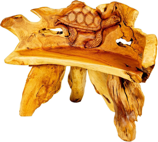 Windalf Sitzbank Mit Schildkröte Kiana 113 Cm Rustikale Küchen Holzbank Handarbeit Wurzelholz