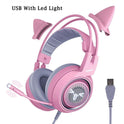 Wired Headphones Gaming Headset 3.5mm Stereo Surround Sound USB 7.1 Led Light Earphones With Microphone For PS4 Game G951 Pink