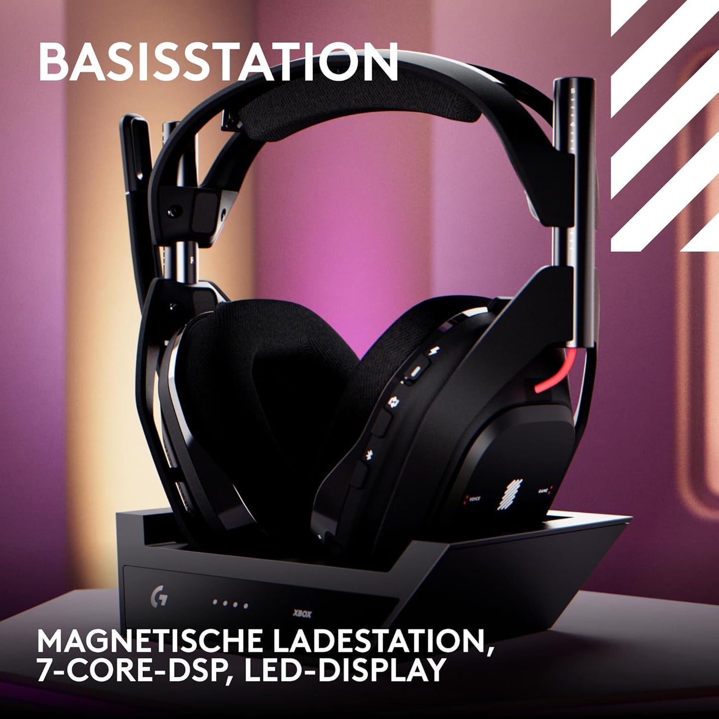 Logitech G Astro A50 LIGHTSPEED, Kabelloses Gaming-Headset + Basisstation (5. Generation), PRO-G GRAPHENE, 3-System-Umschaltung, USB-C, Xbox, PS5, Pc/Mac, Nintendo Switch/Switch 2, Bluetooth - Schwarz