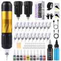 Tattoo Maschine Set Kabellos Mit 2Stk 1500Mah Led-Digitalanzeige Tattoo Akku 20Stk Tattoo Nadeln 11 Tattoo Farbe,Tattoo Starter Set Komplett Für Anfänger Und Tattoo Künstler