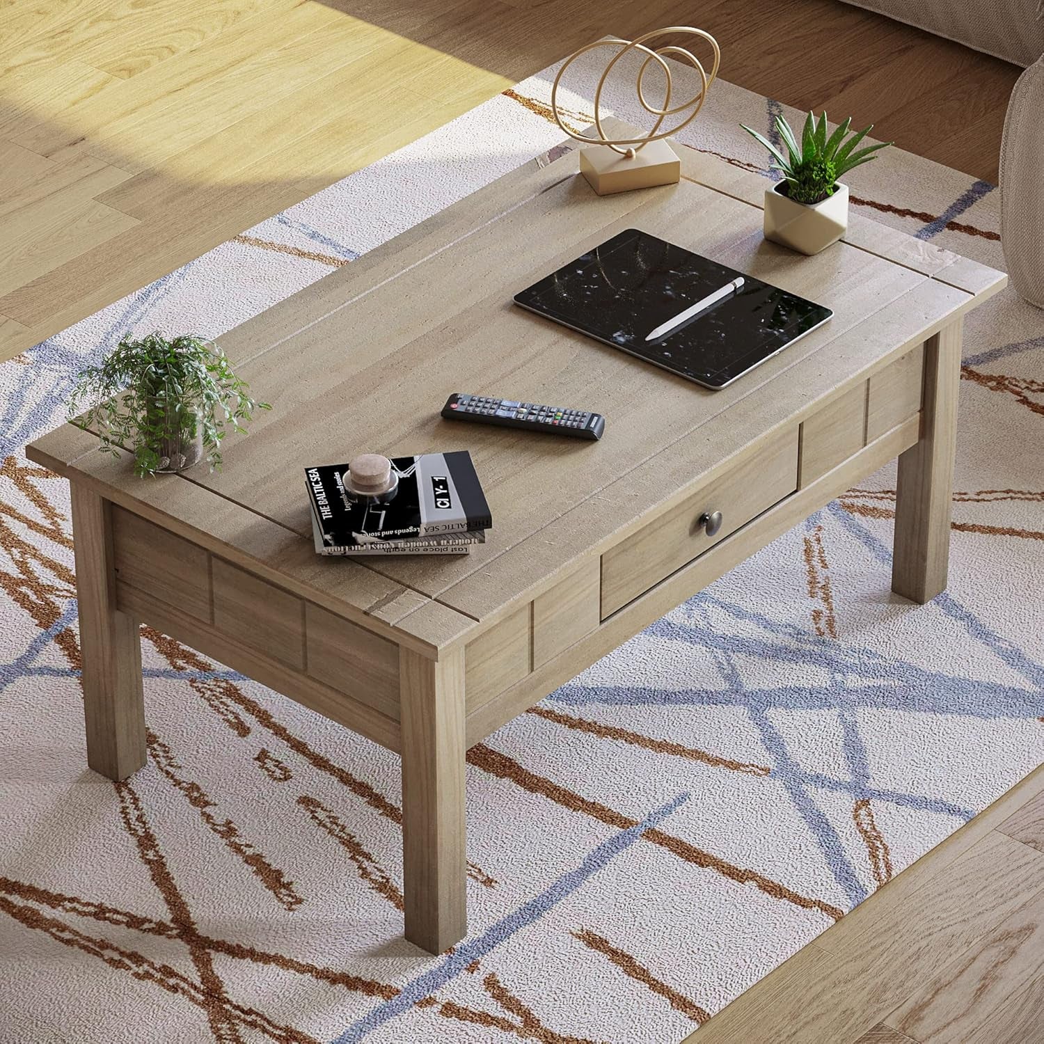 Panama Couchtisch Mit Schublade, Rustikal Von Vida Designs