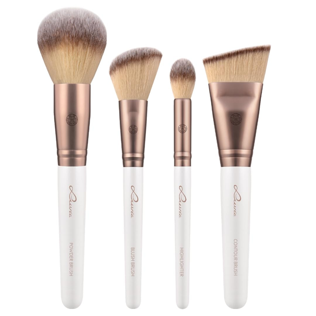 Make-Up Pinselset 15-Teilig Vegan | 12 Profi Schminkpinsel | Inkl. Blender, Reinigungsmatte & Veganem Leder-Köcher | Prime Vegan Pro | Coffee/Perlmutt | Luvia