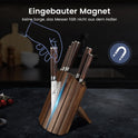 Messerset 7-Teiliges Küchenmesser-Set Im Japanischen Stil Mit Faltbarem Magnetischem Akazienholzblock, Scharfer Karbonstahl Für Die Küche Mit Rutschfestem Ergonomischem Griff