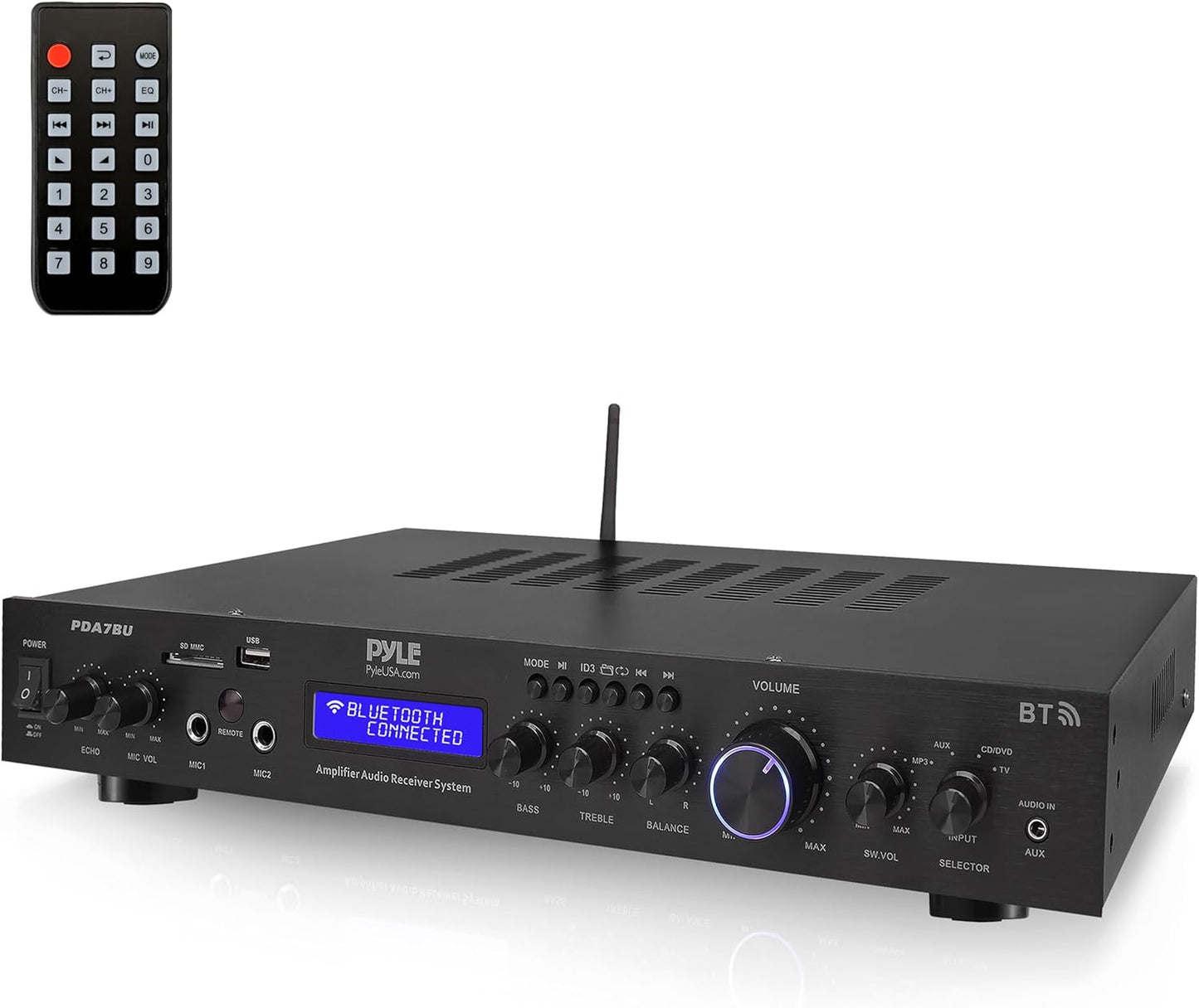 Pyle 200W Hifi Stereo Verstärker – 5-Kanal Receiver Mit Radio & Bluetooth, MP3 USB/SD/AUX, Heimkino Surround Verstärker