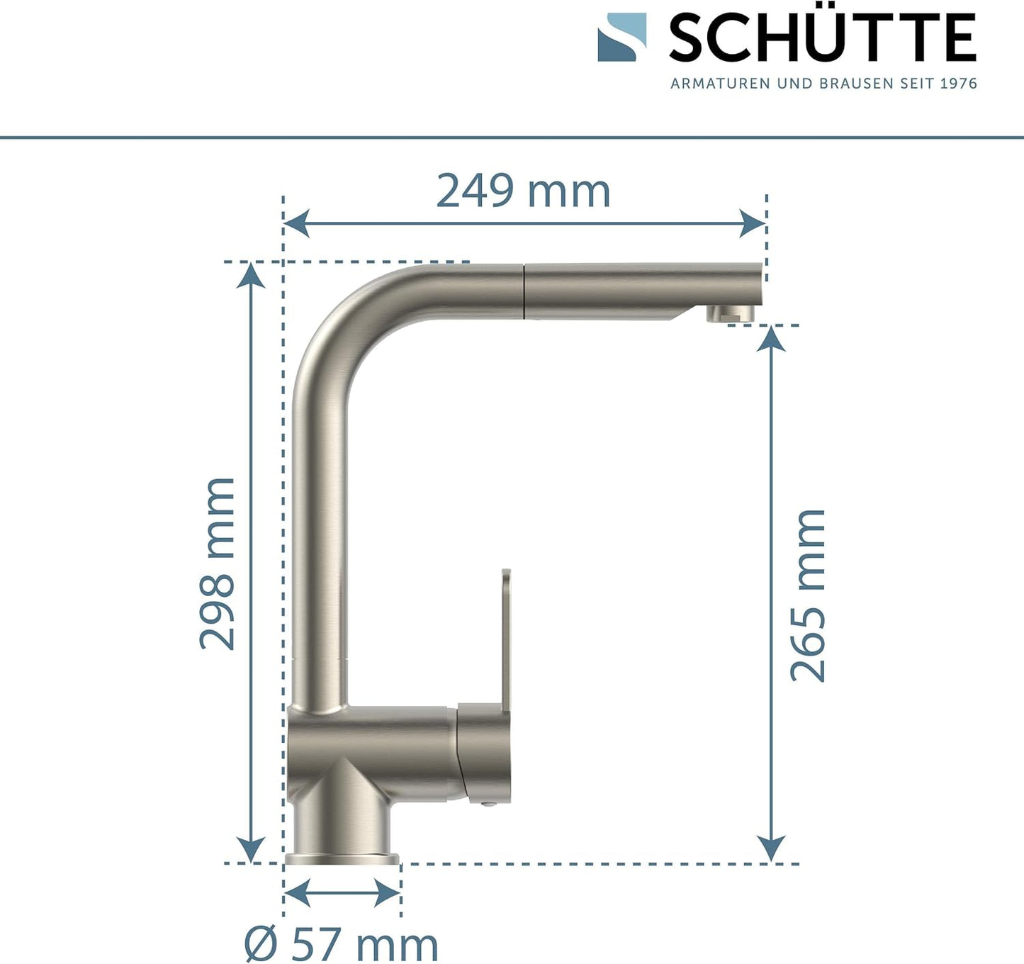 SCHÜTTE 79729 LONDON Niederdruck-Küchenarmatur in Edelstahl Mit Ausziehbarer Geschirrbrause, 360 Grad Schwenkbarer Wasserhahn Für Die Küche, Mischbatterie Mit Einhebelmischer, Spültischarmatur