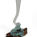 Handgefertigte Vase Aus Geschmolzenem Glas Auf Holz – Recyclingglas Auf Wurzelholz, Nachhaltige Deko Aus Bali, Ca. 30-40 Cm Hoch