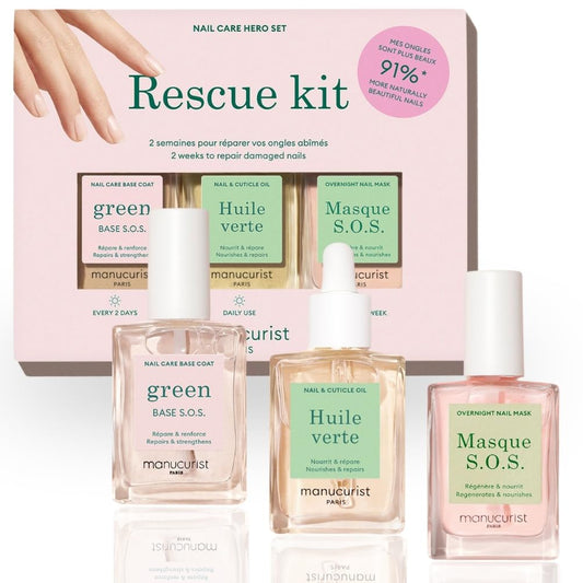Manucurist Rescue Kit – Fingernagel Pflege Set – Nagelhärter Base Coat SOS, Nagelpflege Sos-Maske, Nagelhautöl Cuticle Oil - Nagelreparatur - Nagelpflege Set - Valentinstag Geschenke Für Frauen