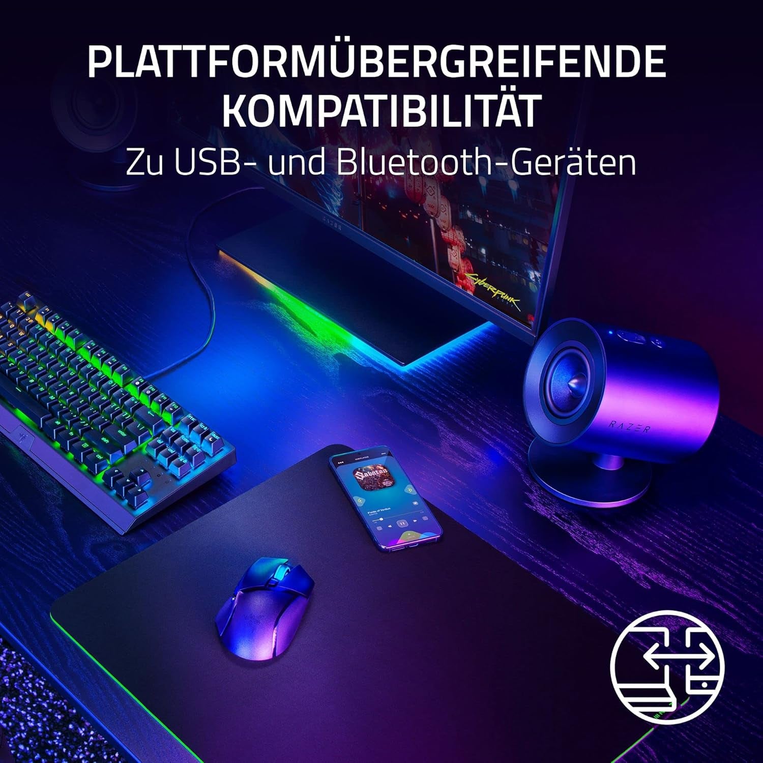 Razer Nommo V2 X - Full-Range-2.0-Gaming-Lautsprecher Für PC (Zwei 3-Zoll-Full-Range-Treiber, THX Spatial Audio, Max. Schalldruck 96 Db, Plattformübergreifende Kompatibilität) Schwarz