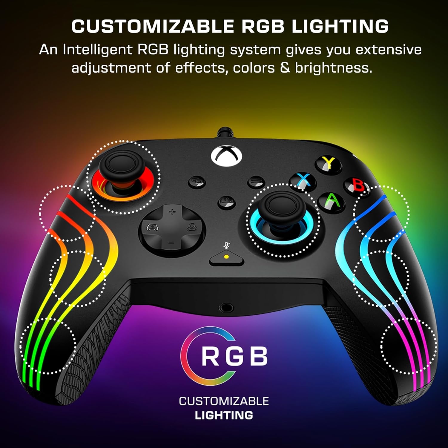 Turtle Beach Afterglow Wave Controller Schwarz Wired RGB Gaming Controller – Lizenziert Für Xbox Series X Oder S, Xbox One Und Windows